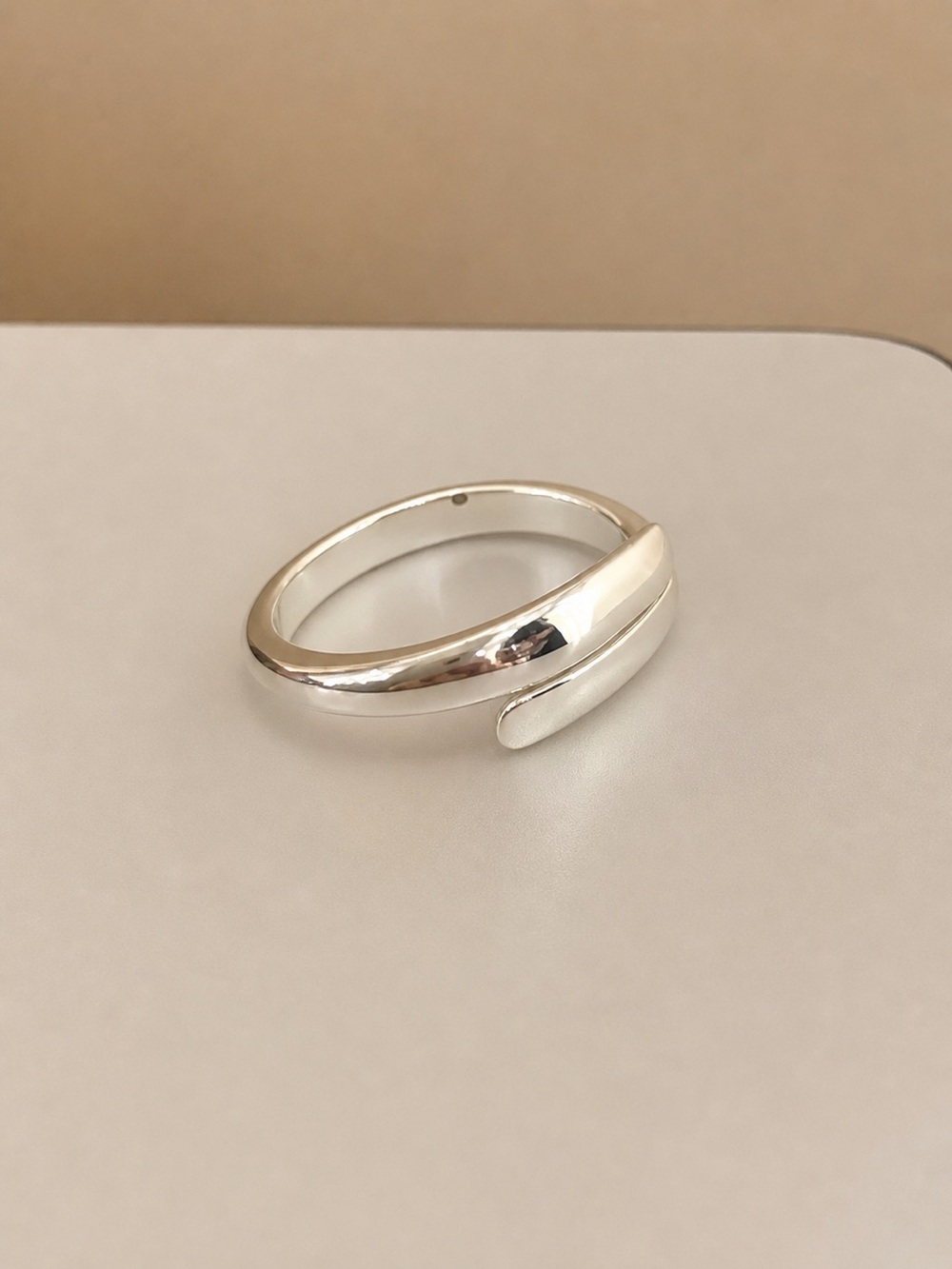 Silver Open Ring Adjustable Minimalist Wrap Band Ring Modern Fashion Jewelry